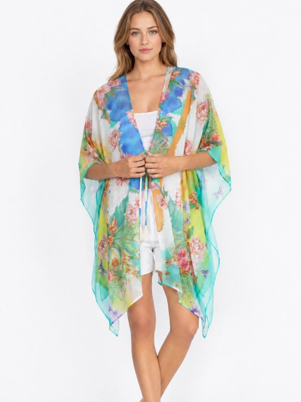 New Johnny Was Floral High Low Cotton Kaftan, Size L/XL, Boch Chick, Sale!